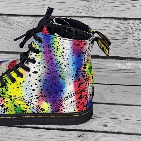 Dr. Martens Marley Hackney Booties AirWair Canvas Splatter Paint Youth 3 - Picture 2 of 11